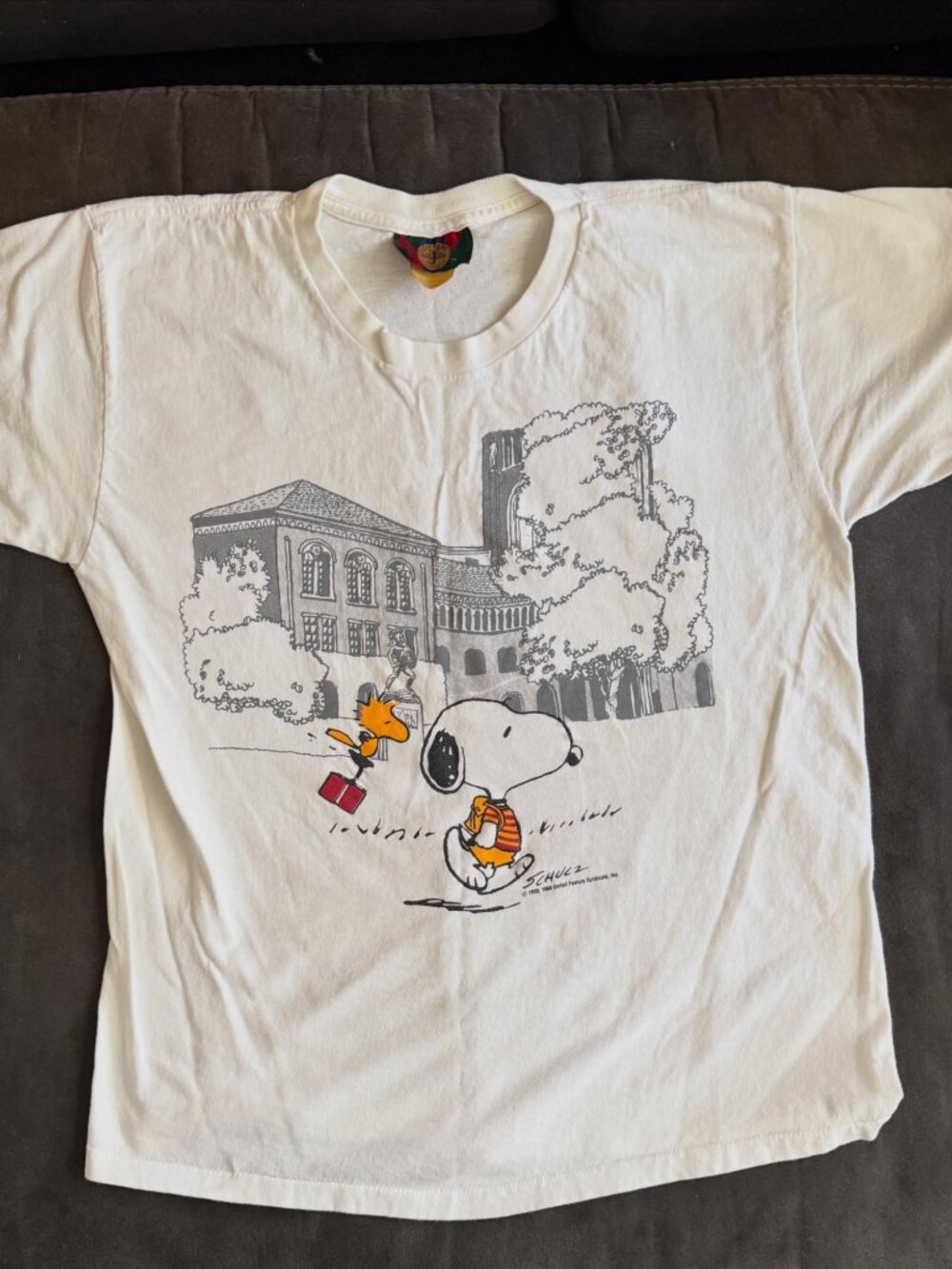 Vintage Snoopy Woodstock T-Shirt Peanuts 1992 USC Campus Graphic White Short Sle